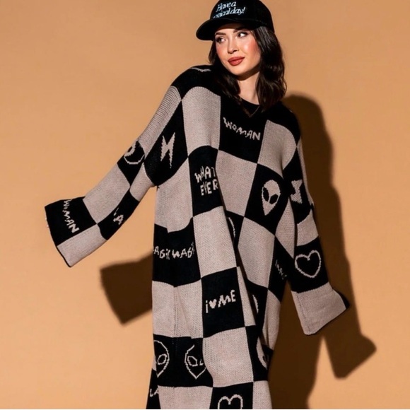 Dressed in LALA Dresses & Skirts - Dressed in LALA Checkered Sweater Dress - Size S/M